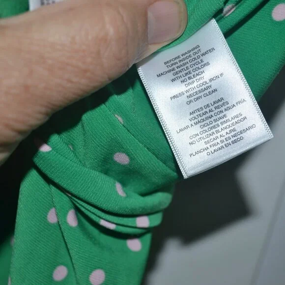 Pre-owned Kasper Dress size 16. Color green with white dots pattern - Picture 6 of 6